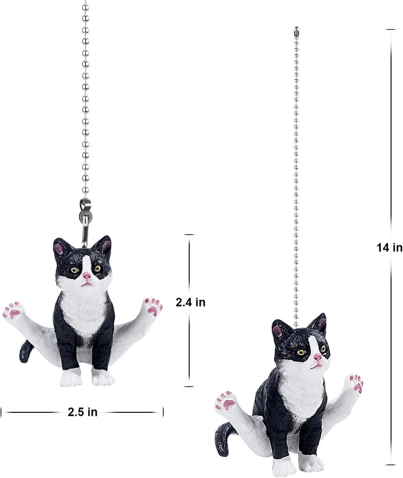 Dotlite Cat Ceiling Fan Pull Chain,Cute Realistic Gym Cat Fan String Pulls Charm Extension Decorative,12in 3mm Diameter Beaded Fan Light Pull Chains Extender Ornaments with Connector for Kids Room - Image 1